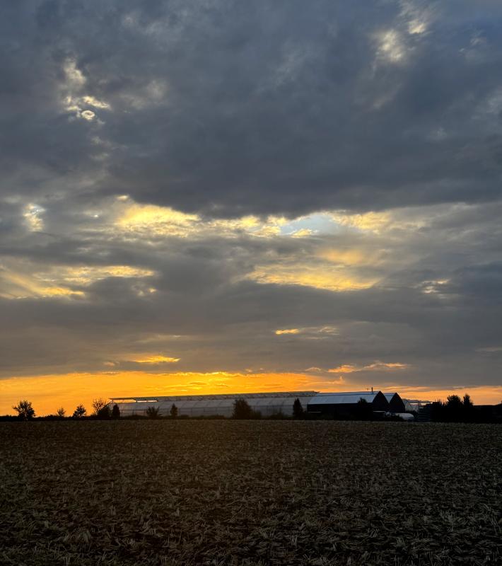 Sonnenaufgang und dunkle Wolken